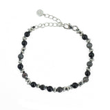 Bracelet argent 925 pierres et disques argent - AGATE NOIRE