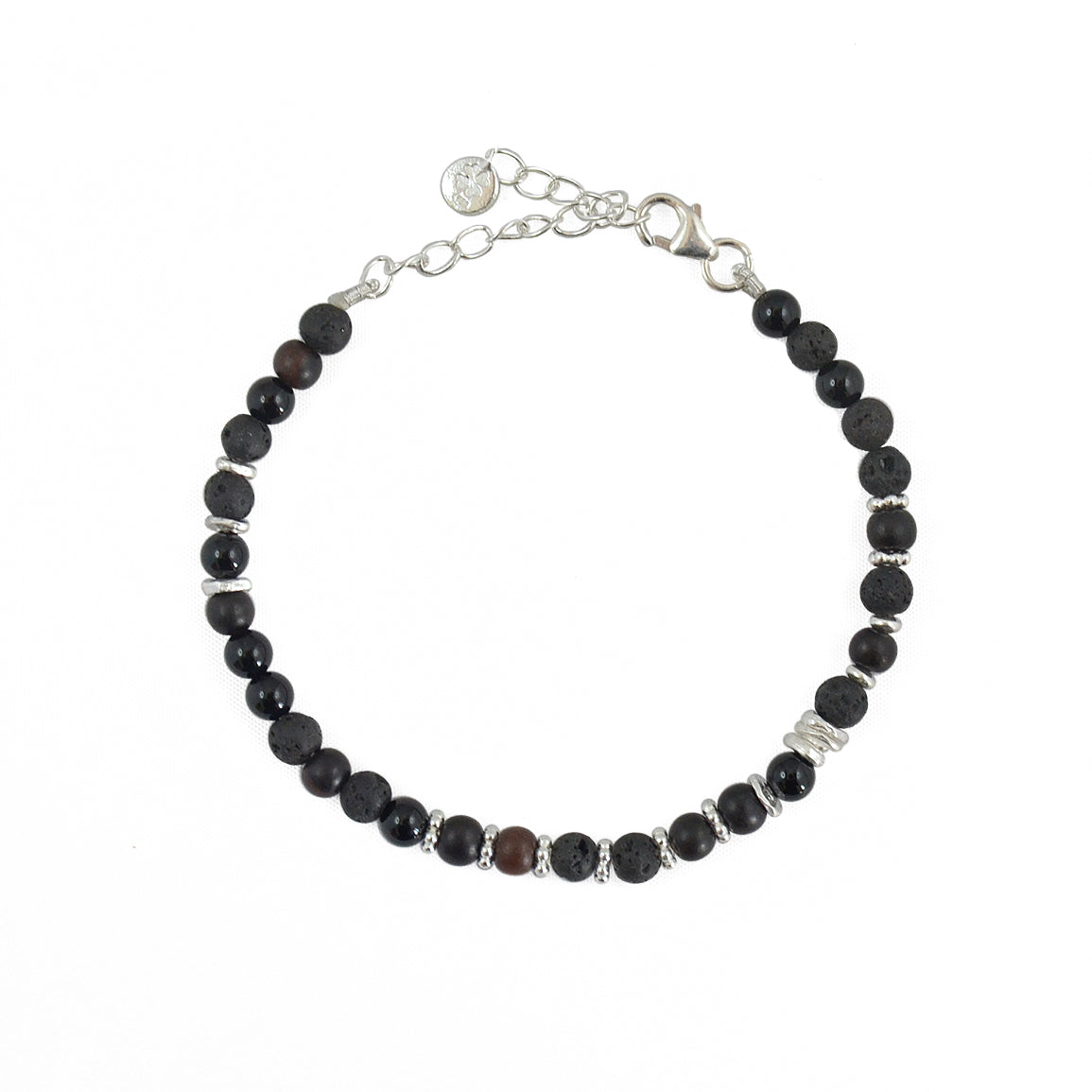 Bracelet argent 925 agate et perles de lave