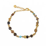 Bracelet pierres et disques dorés - MIX BOIS