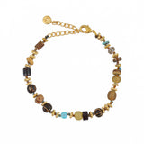 Bracelet pierres et disques dorés - MIX BOIS
