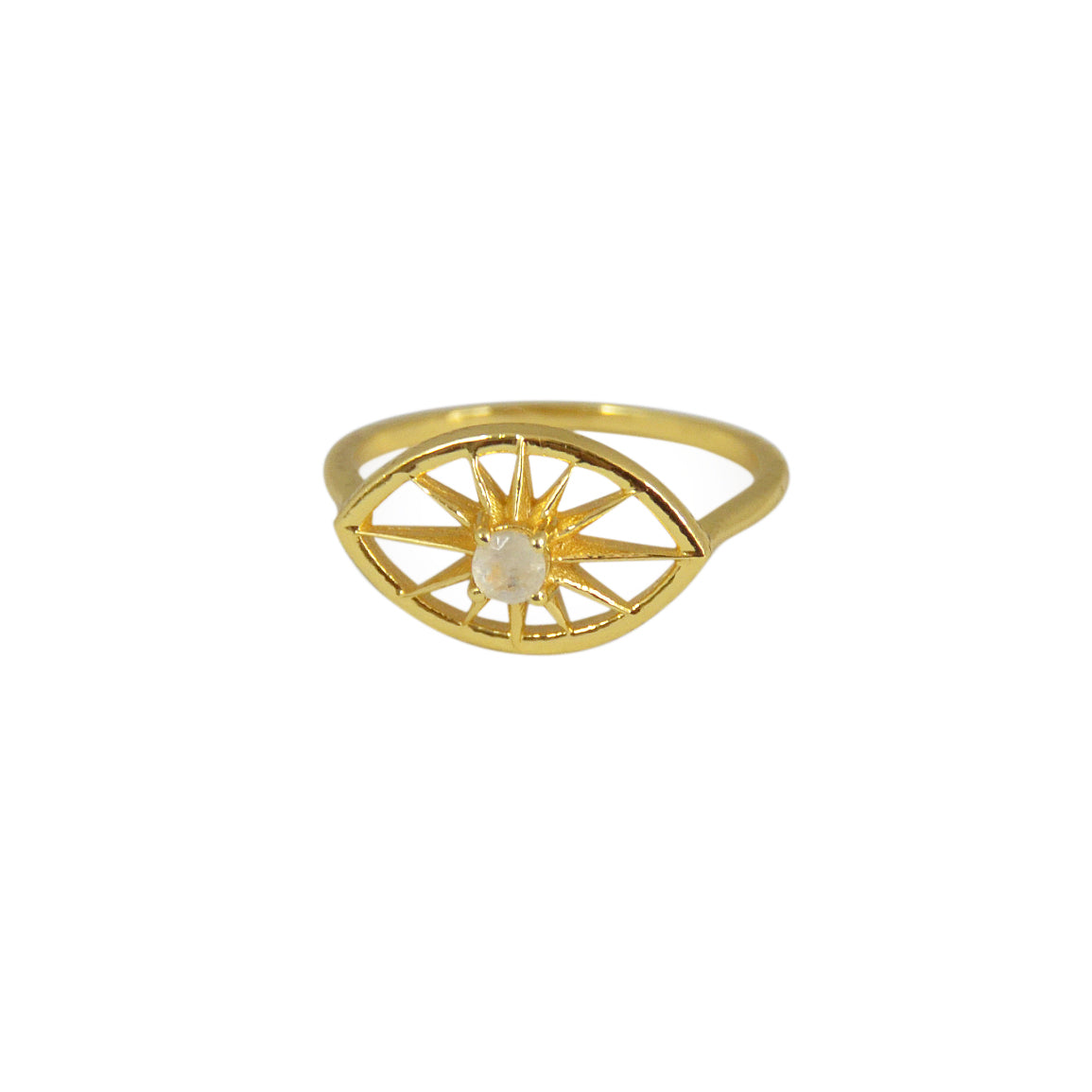Bague dorée oeil ajouré et pierre - 50 / PIERRE DE LUNE