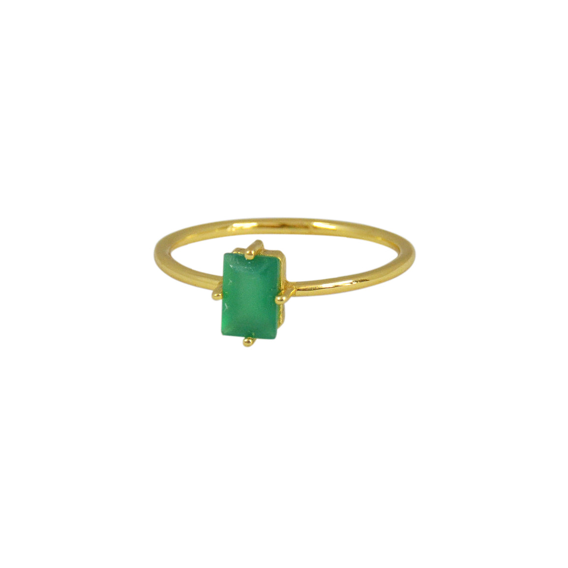 Bague dorée fine et pierre sertie 4 griffes - 50 / ONYX
