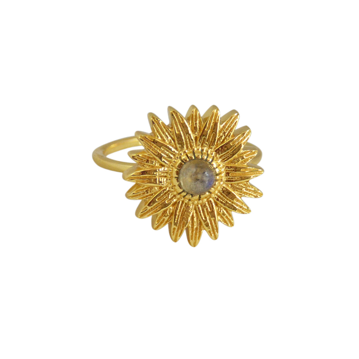 Bague dorée marguerite et pierre