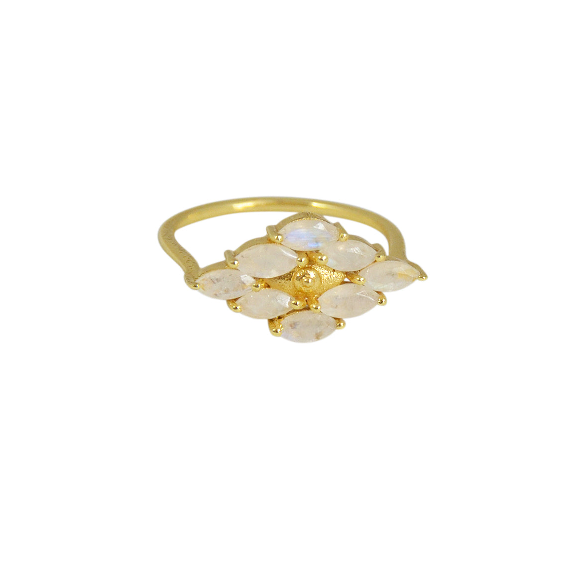 Bague dorée oeil et losange de pierres - 50 / PIERRE DE LUNE