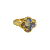 Golden clover stone ring