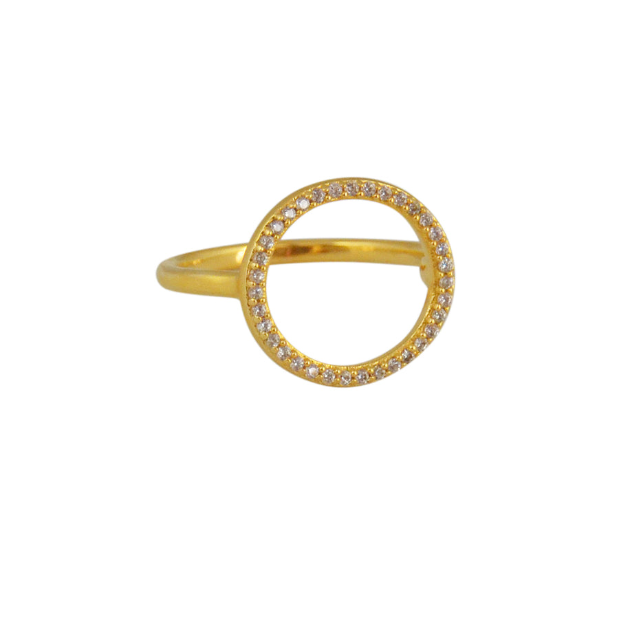 Bague dorée anneau zircons - Bagues