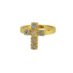 Bague croix dorée à l’or fin 18k - 50 / LABRADORITE - Bagues