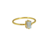 Bague dorée fine et pierre sertie 4 griffes - 50 /