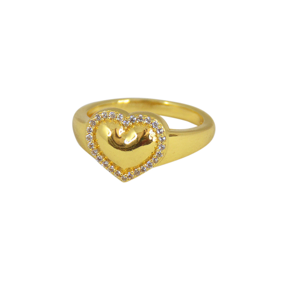 Bague chevalière coeur dorée à l’or fin 18k - Bagues