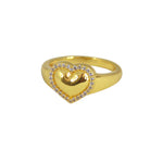 Bague chevalière coeur dorée à l’or fin 18k - Bagues