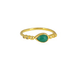Bague dorée pierre goutte et zircons - 50 / ONYX VERTE