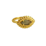 Bague dorée oeil strié et pierre - 50 / LABRADORITE