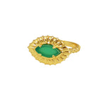 Bague dorée oeil strié et pierre - 50 / ONYX VERTE