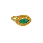 Bague dorée et oeil en pierre