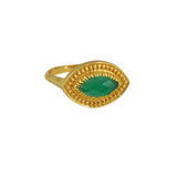 Bague dorée et oeil en pierre