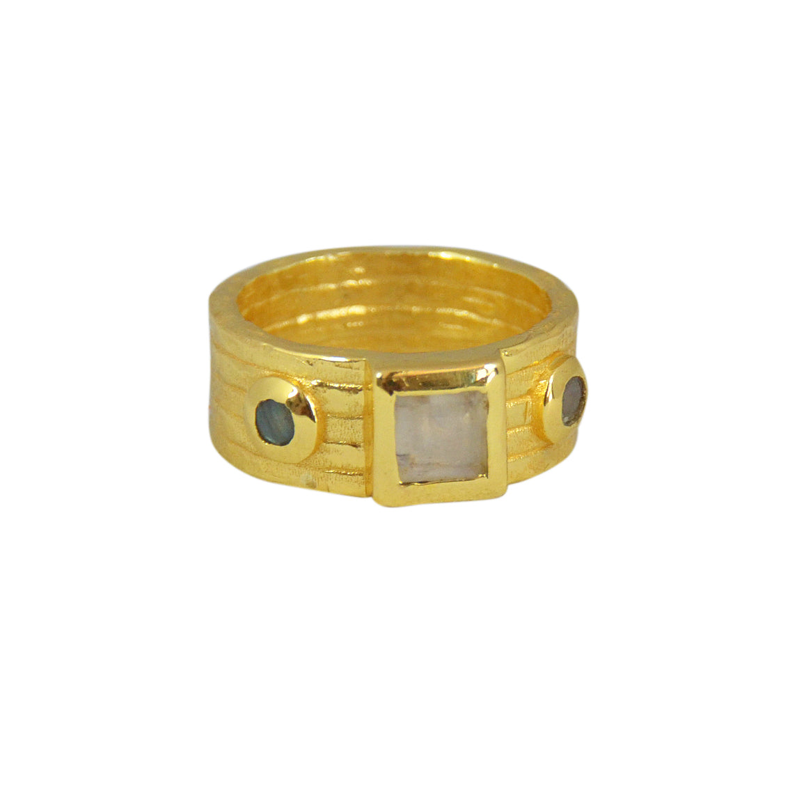 Bague dorée large et pierres - 52 / PIERRE DE LUNE &