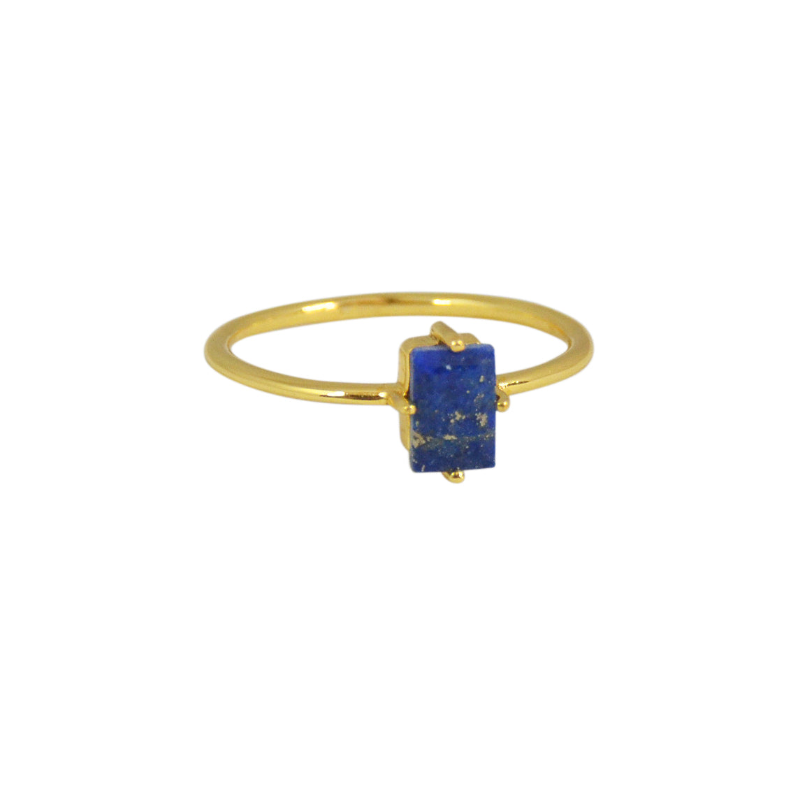 Bague dorée fine et pierre sertie 4 griffes - 50 / LAPIS