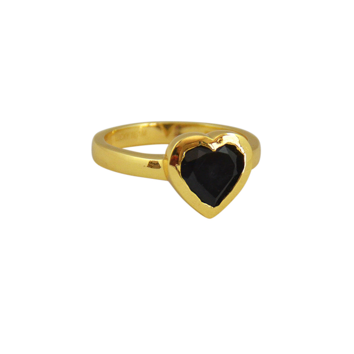 Bague coeur en onyx noir dorée à l’or fin 18k - 50 / ONYX