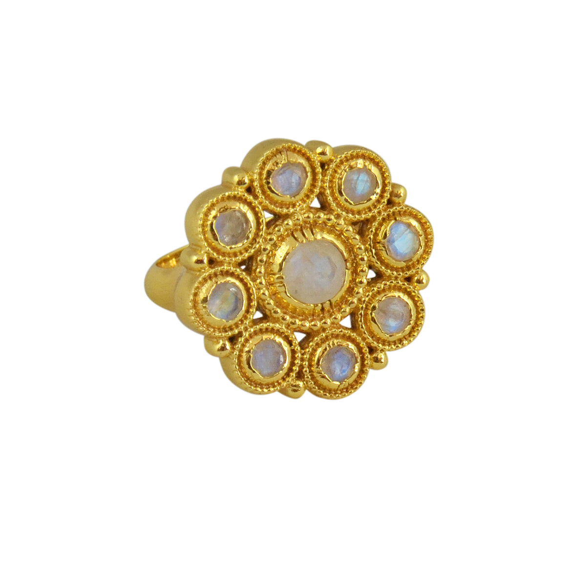 Bague dorée fleur XXL - 50 / PIERRE DE LUNE