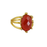 Bague dorée triple anneau pierre facettée et zircons - 50 /