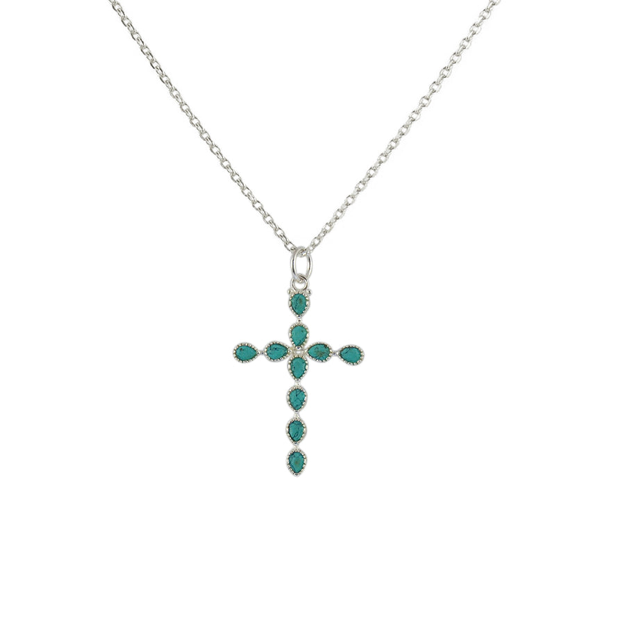 Luckyteam bijoux femme argent 925 collier croix turquoise