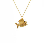 Collier poisson doré queue articulée zircons - ZIRCONS NOIRS