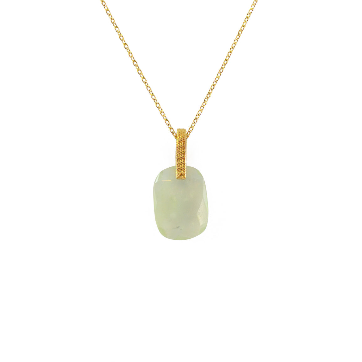 Collier doré grand pierre naturelle - PREHNITE