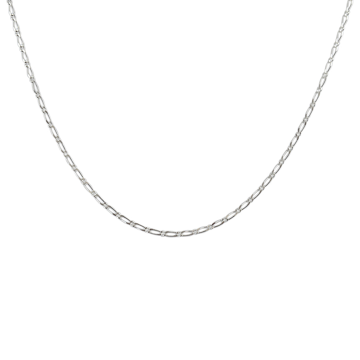 Collier argent maille figaro alternée - 38CM