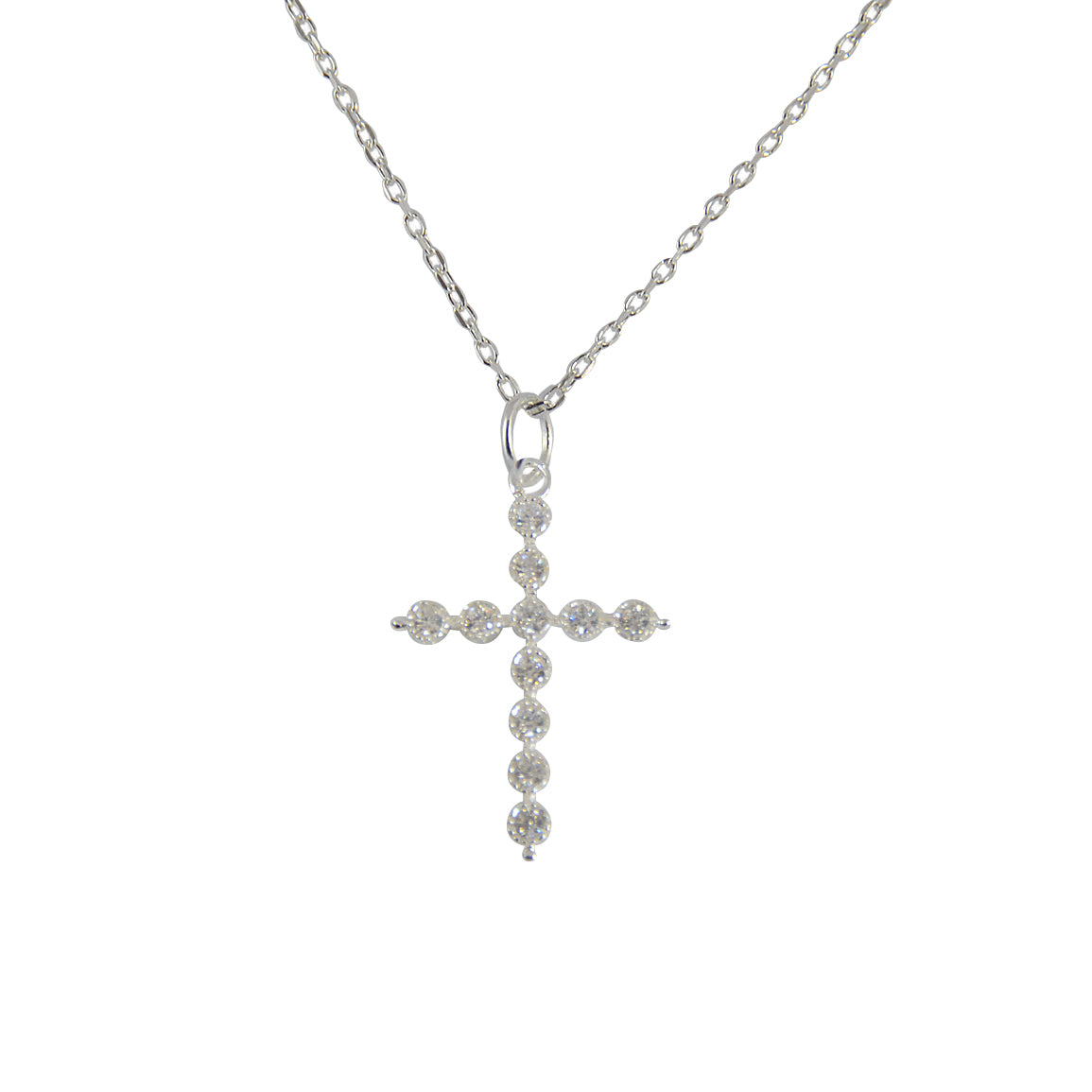 Collier argent 925 et croix zircons