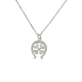 Collier argent 925 fer à cheval trêfle et zircons blancs