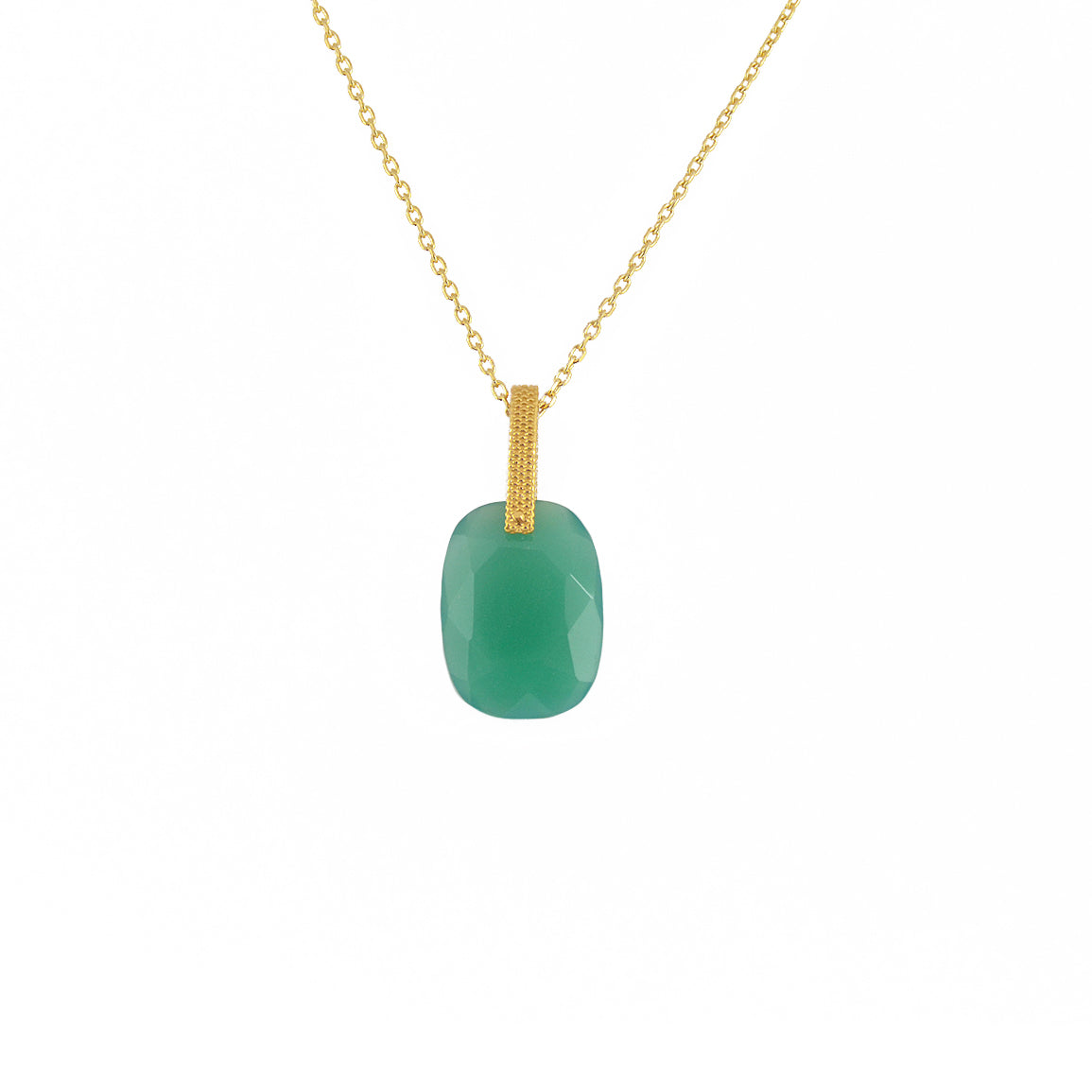 Collier doré grand pierre naturelle - ONYX VERTE