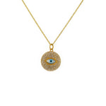 Collier doré médaille oeil en nacre et zircons