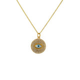 Collier doré médaille oeil en nacre et zircons