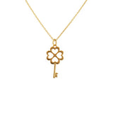 Collier doré clé trêfle coeurs