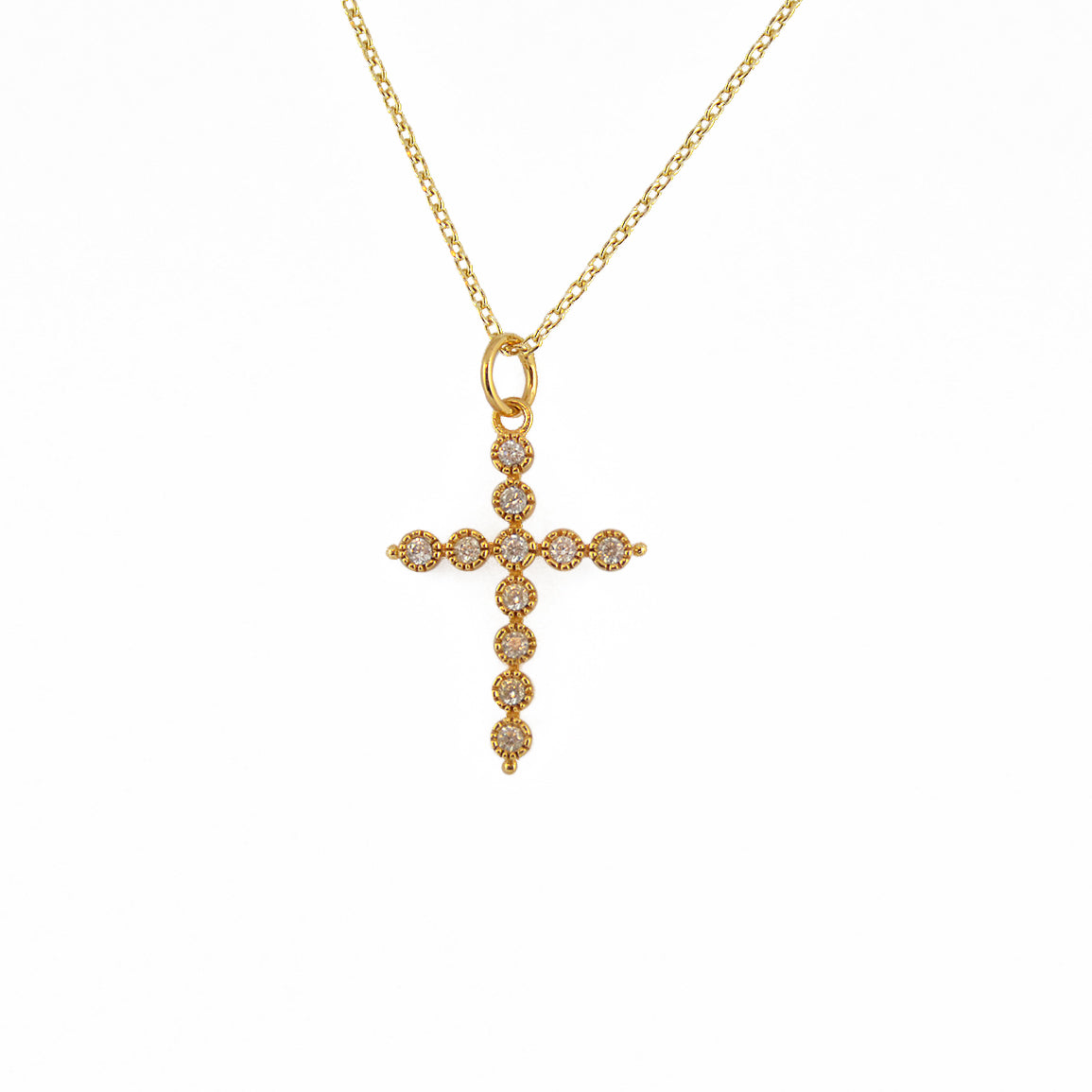 Collier doré et croix zircons - ZIRCONS BLANCS