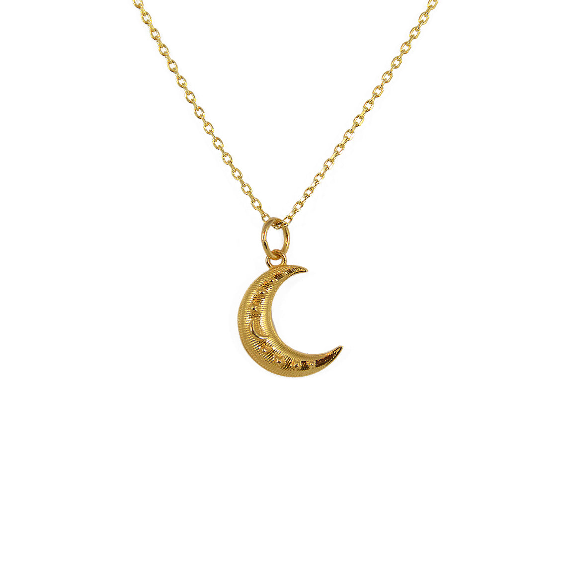 Collier doré croissant de lune bombé symboles astres