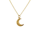 Collier doré croissant de lune bombé symboles astres