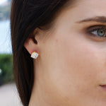 Boucles d’oreilles dorées et zircons blancs - Boucles