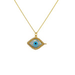 Collier doré oeil abstrait nacre et zircons