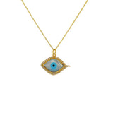 Collier doré oeil abstrait nacre et zircons