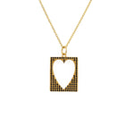 Collier doré plaque coeur vide et zircons - ZIRCONS NOIRS