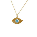 Collier doré oeil en nacre et zircons
