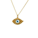 Collier doré oeil en nacre et zircons