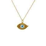 Collier doré oeil en nacre et zircons