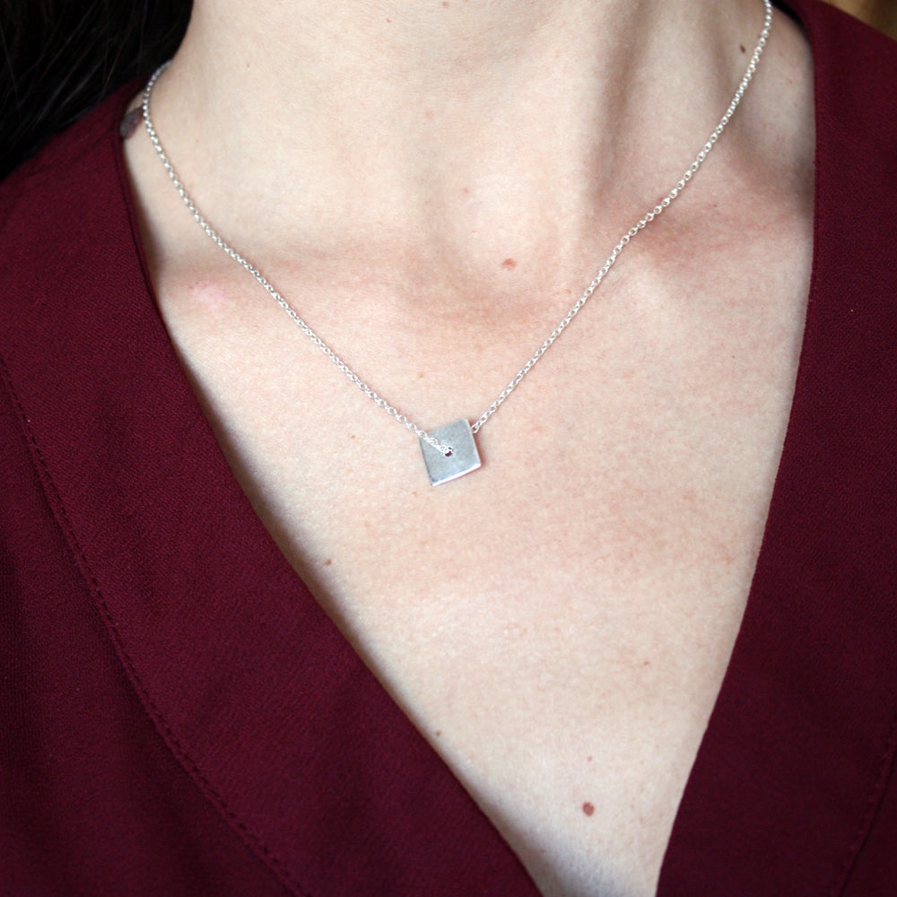 Collier argent 925 pendentif carré