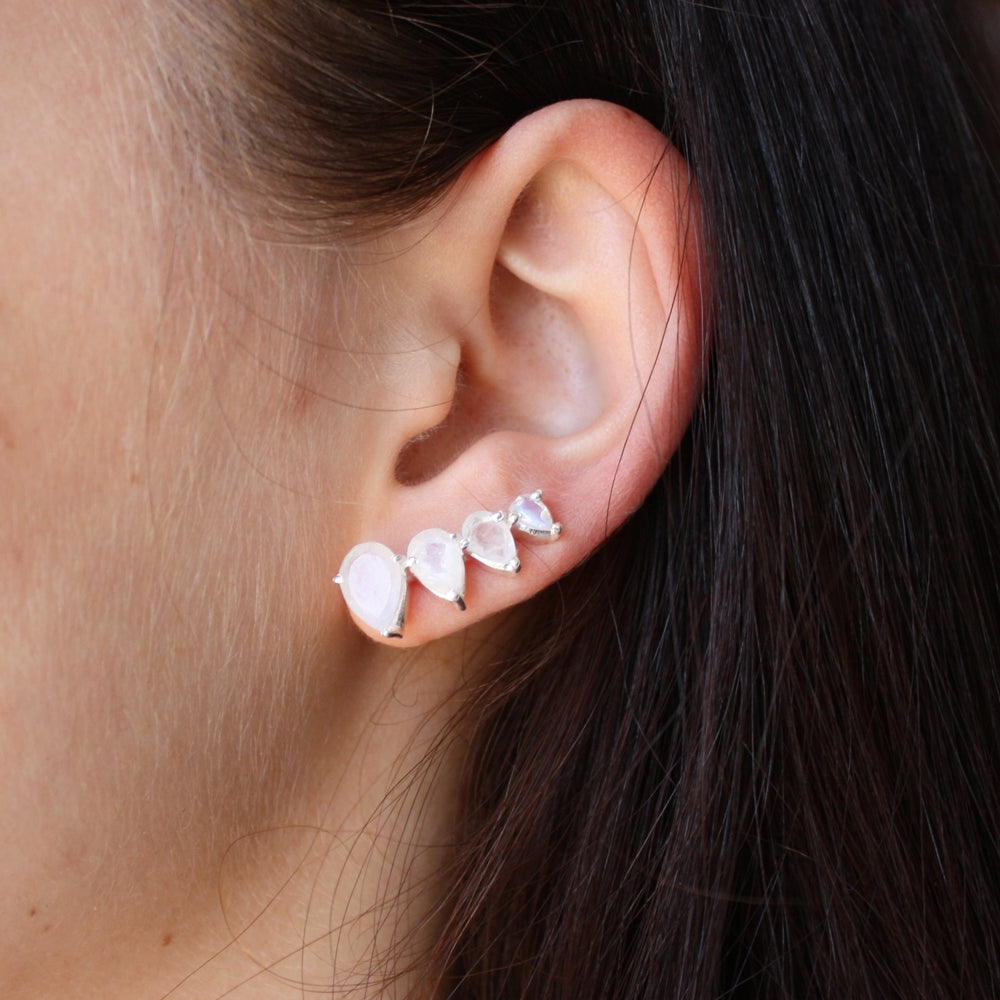 Earcuff en argent 925 et pierre de lune - Boucles d’oreilles