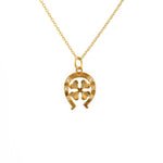 Collier doré fer à cheval trêfle et zircons - ZIRCONS BLANCS