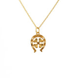 Collier doré fer à cheval trêfle et zircons - ZIRCONS BLANCS
