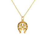 Collier doré fer à cheval trêfle et zircons - ZIRCONS NOIRS