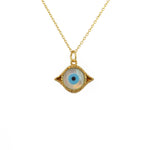 Collier doré oeil martelé en nacre